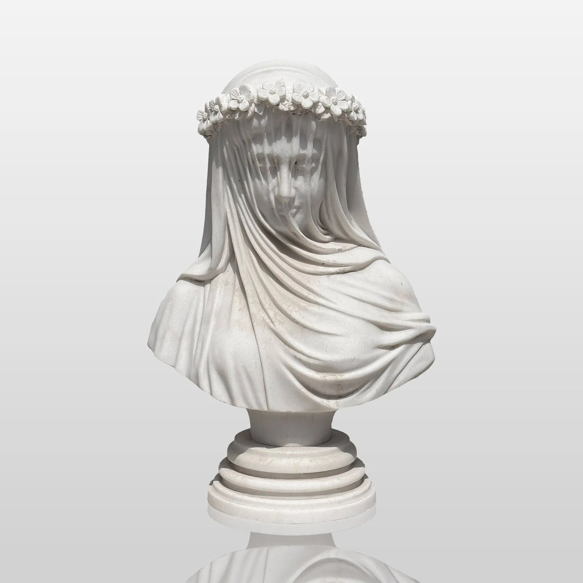 PREMIER Romantic Marble Table Sculpture in Veiled Bride for the Dresser, Entryway, Bedroom and Wedding Studio PSM-132
