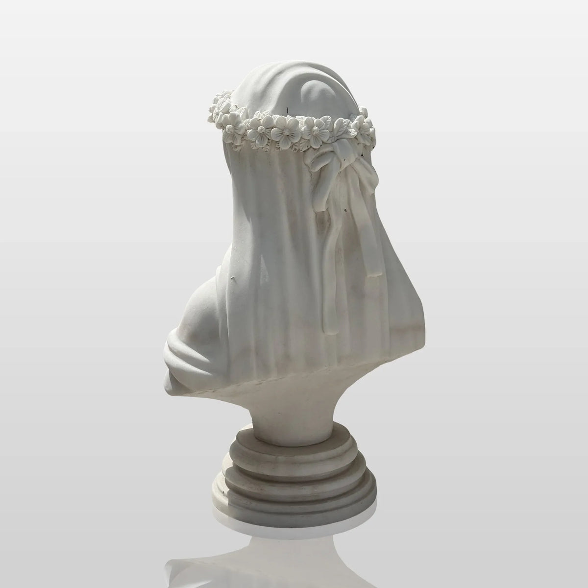 PREMIER Romantic Marble Table Sculpture in Veiled Bride for the Dresser, Entryway, Bedroom and Wedding Studio PSM-132