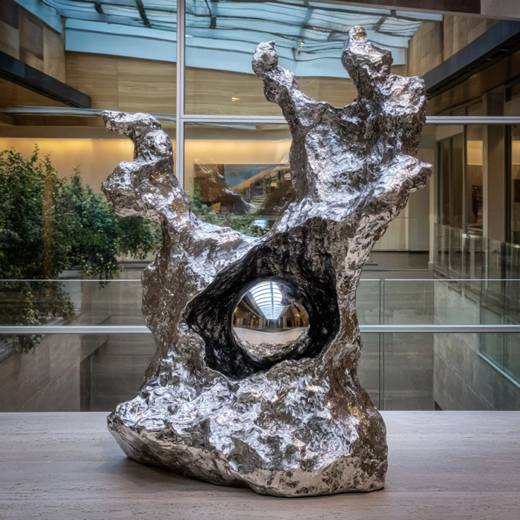 PREMIER Abstract Root Sculpture in Stainless Steel and Brass for Hotel Lobbies and Luxury Apartments PSSS-249