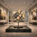 PREMIER Rubik’s Cube Marble Sculpture with Stainless Steel for Art Galleries, Hotel Lobbies and Museum Halls PSM-135