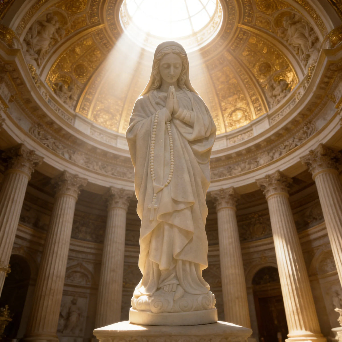 PREMIER Sacred Figure Marble Sculpture with Virgin Mary Design Fit for Churches, Chapel or Any Religious Sites PSM-106