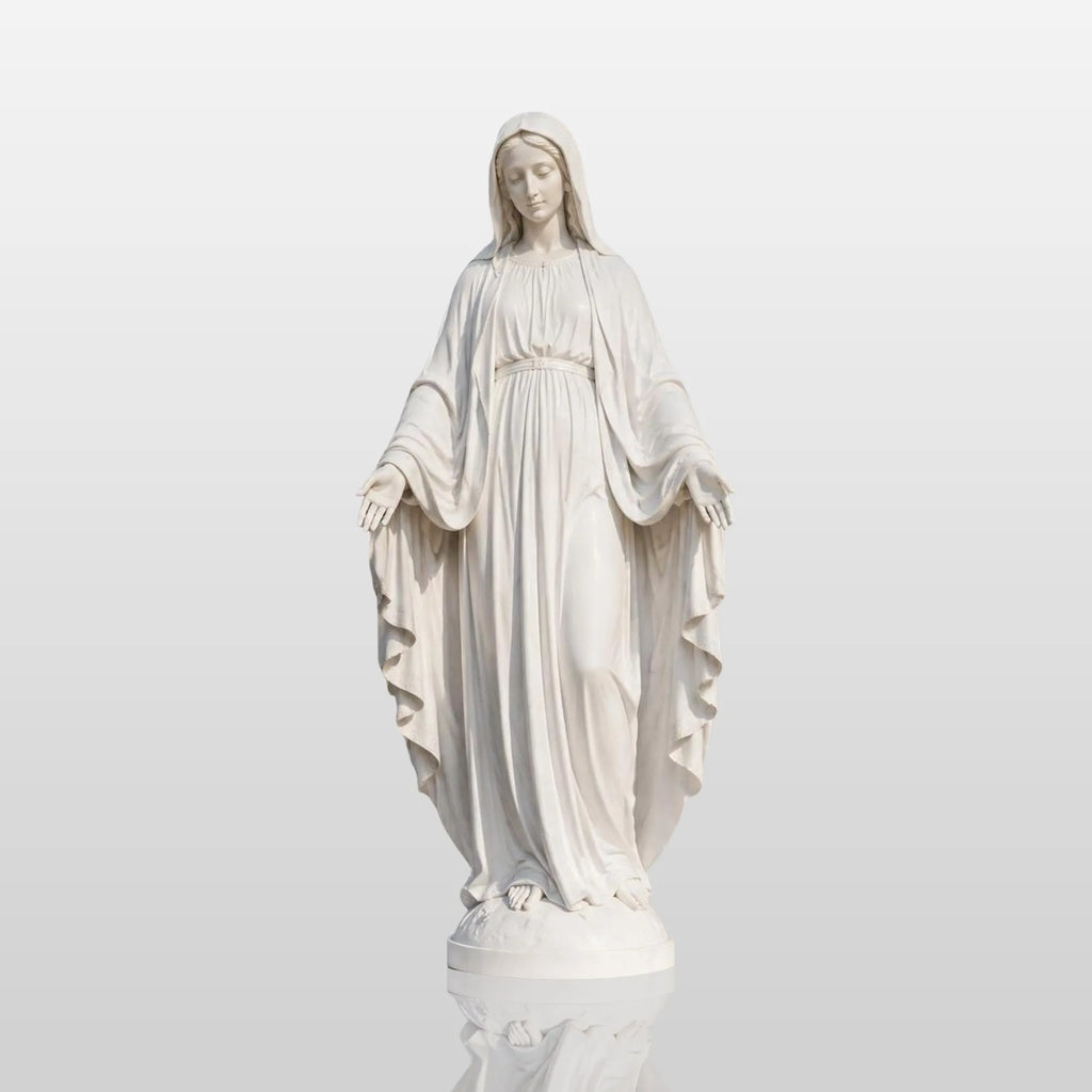PREMIER Sacred Marble Statue with Virgin Mary Design for Churches, Memorial Gardens or Religious Areas PSM-126