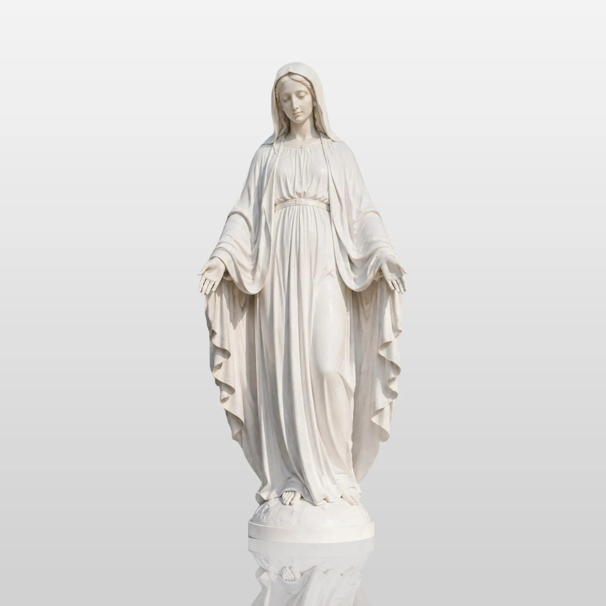 PREMIER Sacred Marble Statue with Virgin Mary Design for Churches, Memorial Gardens or Religious Areas PSM-126