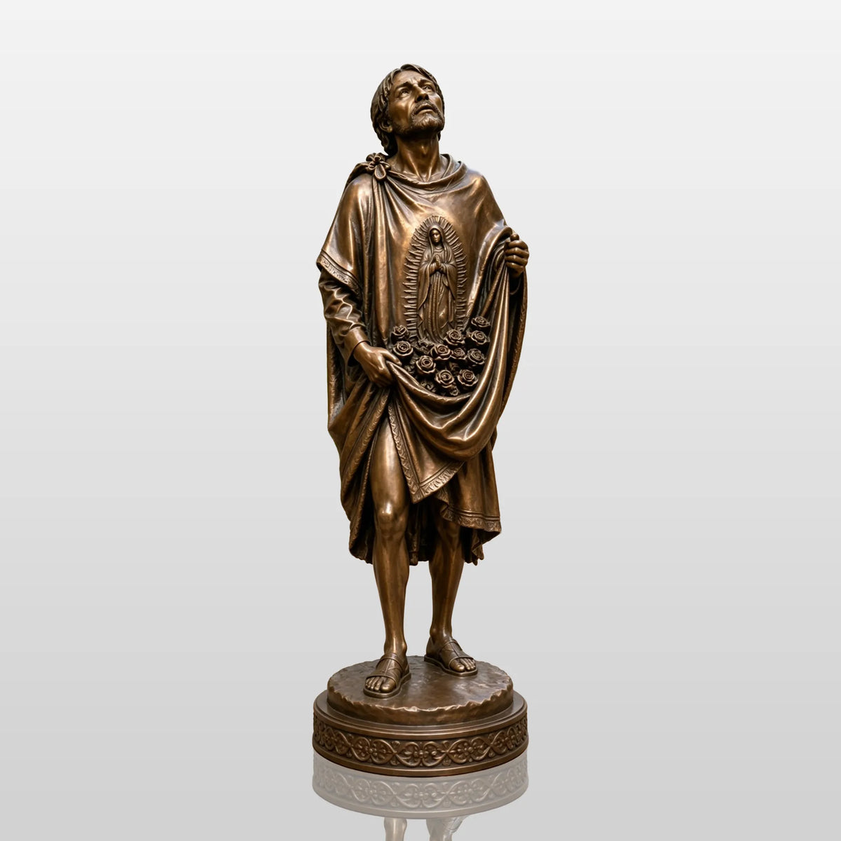 PREMIER Saint Juan Diego Statue in Warm Bronze for Courtyard, Church Entrance or Side Garden PSB-235