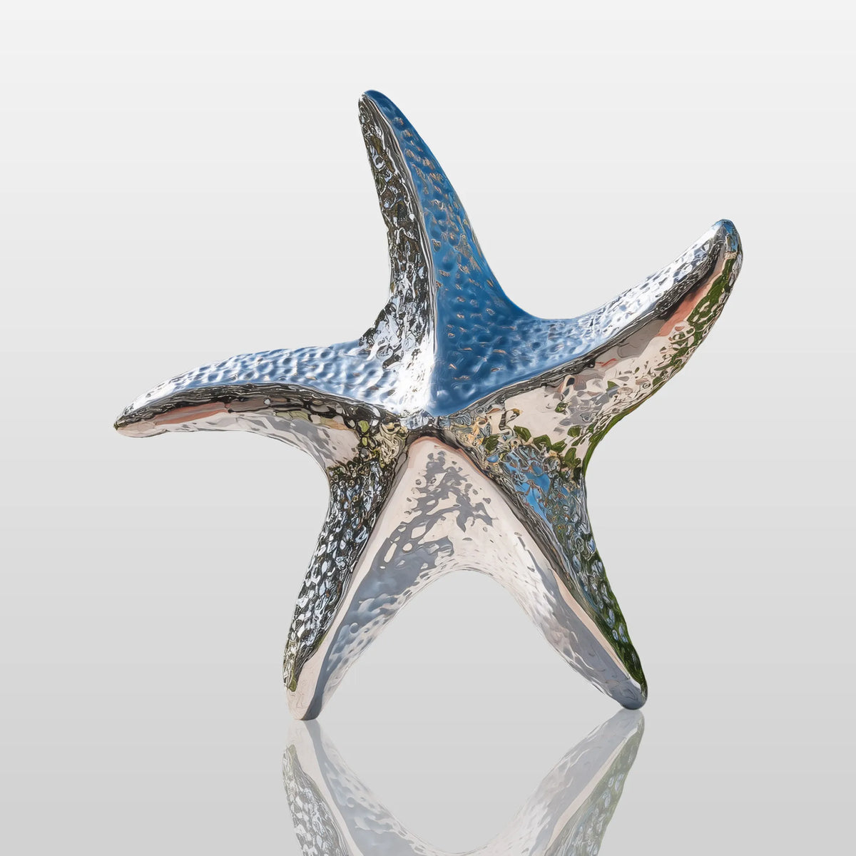 PREMIER Silver Starfish Sculpture with Mirror Polished Finish for Coastal Landscapes PSSS-207