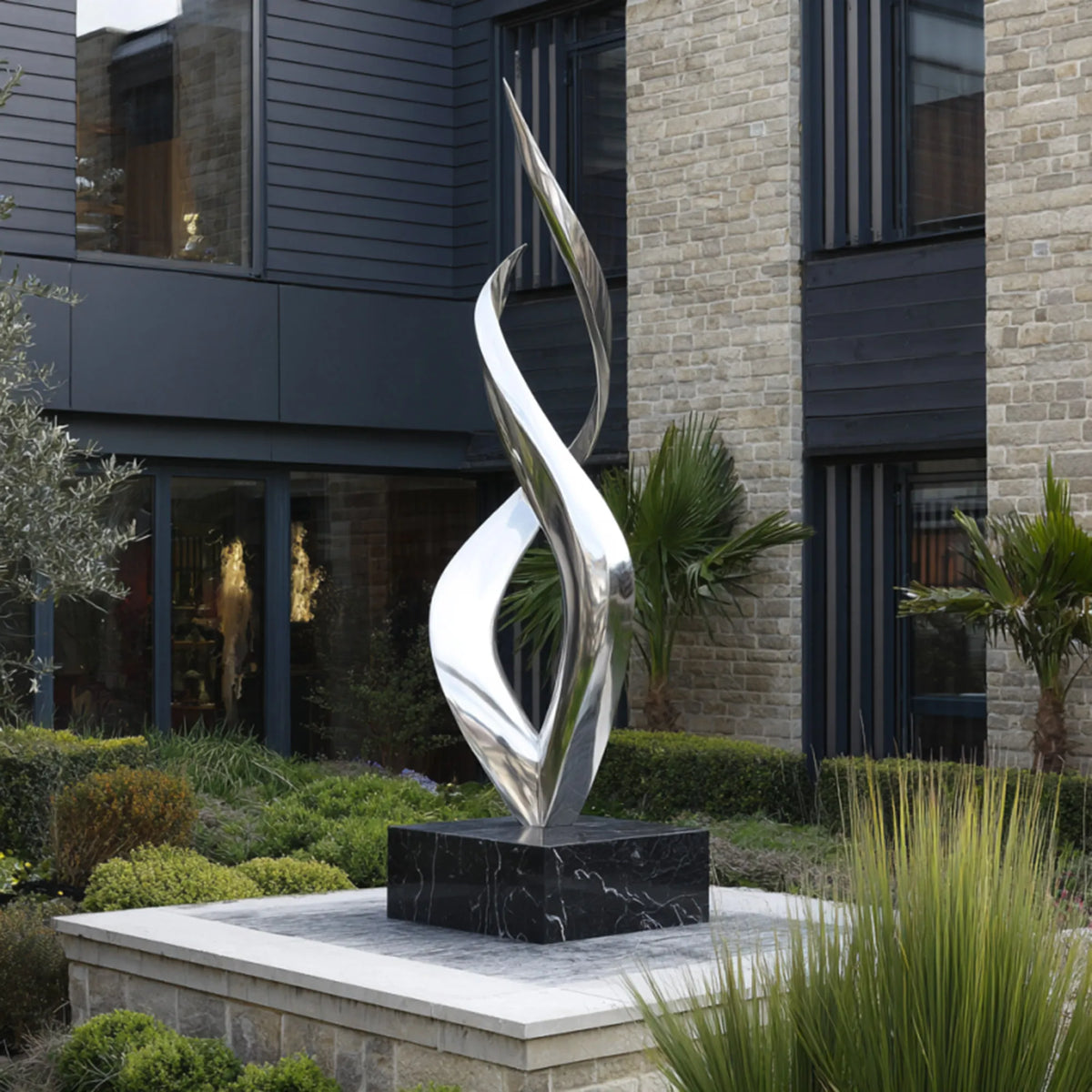PREMIER Spiral Stainless Steel Sculpture with Abstract Twisting Design for Outdoor Entrances, Villas and Public Art Spaces PSSS-251