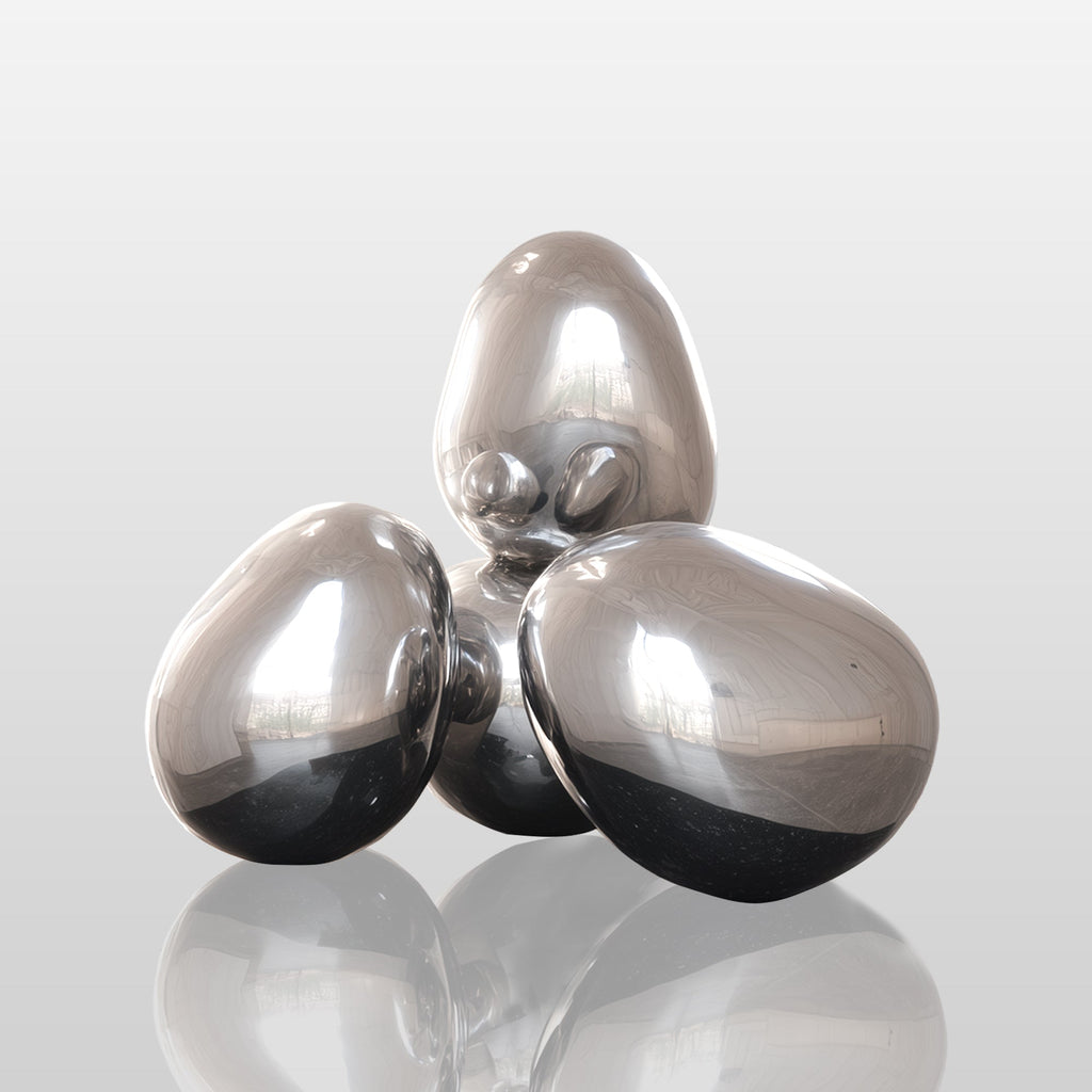 PREMIER Stacked Stainless Steel Sculpture with Minimalist Dynamic Interwoven Ball Design for Living Room or Gallery PSSS-221