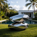 PREMIER Stacked Stone Sculpture in Stainless Steel for Villa Gardens, Poolsides, Plazas or Any Outdoor Art Spaces PSSS-264