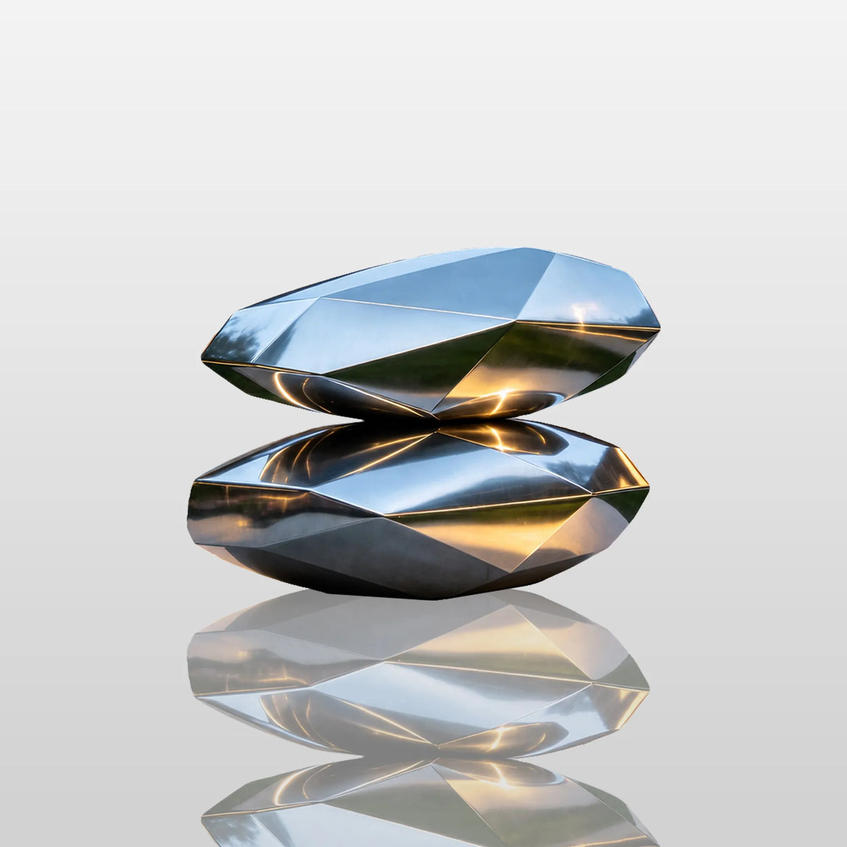 PREMIER Stacked Stone Sculpture in Stainless Steel for Villa Gardens, Poolsides, Plazas or Any Outdoor Art Spaces PSSS-264