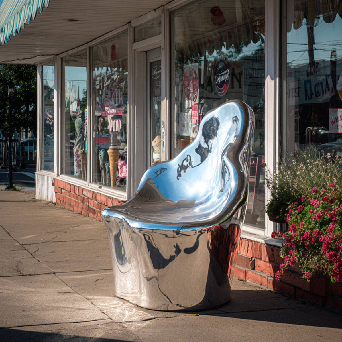 PREMIER Stainless Steel Chair Sculpture with Modern Realist Design Perfect for Urban Parks and Cultural Centers PSSS-214