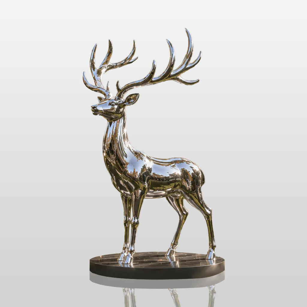 PREMIER Stainless Steel Deer Sculpture for Villa Gardens, Hotel Courtyards, Public Parks or Resort Landscapes PSSS-281