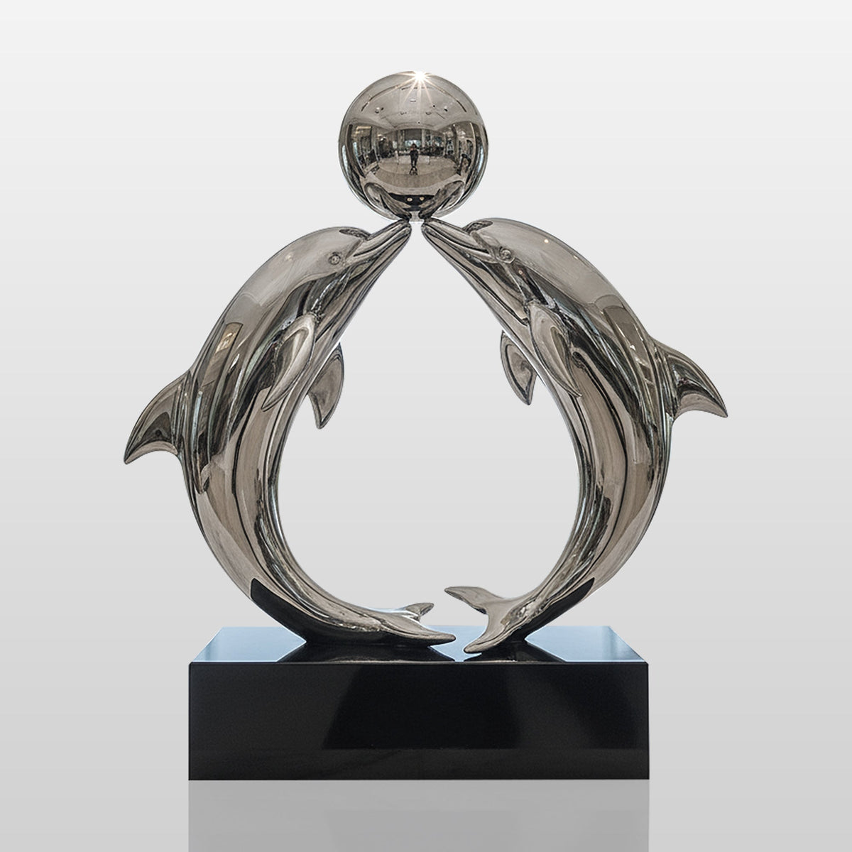 PREMIER Stainless Steel Dolphin Sculpture with Circular Form for Modern Interiors PSSS-201