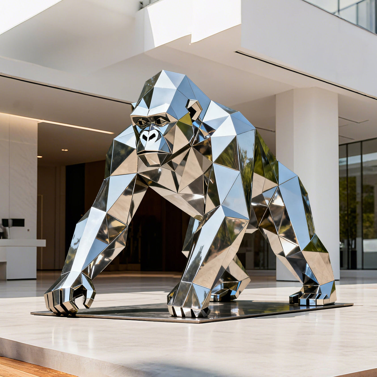 PREMIER Stainless Steel Gorilla Sculpture for Entrances, Modern Villas and Art Spaces PSSS-179
