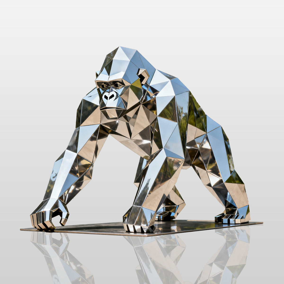 PREMIER Stainless Steel Gorilla Sculpture for Entrances, Modern Villas and Art Spaces PSSS-179