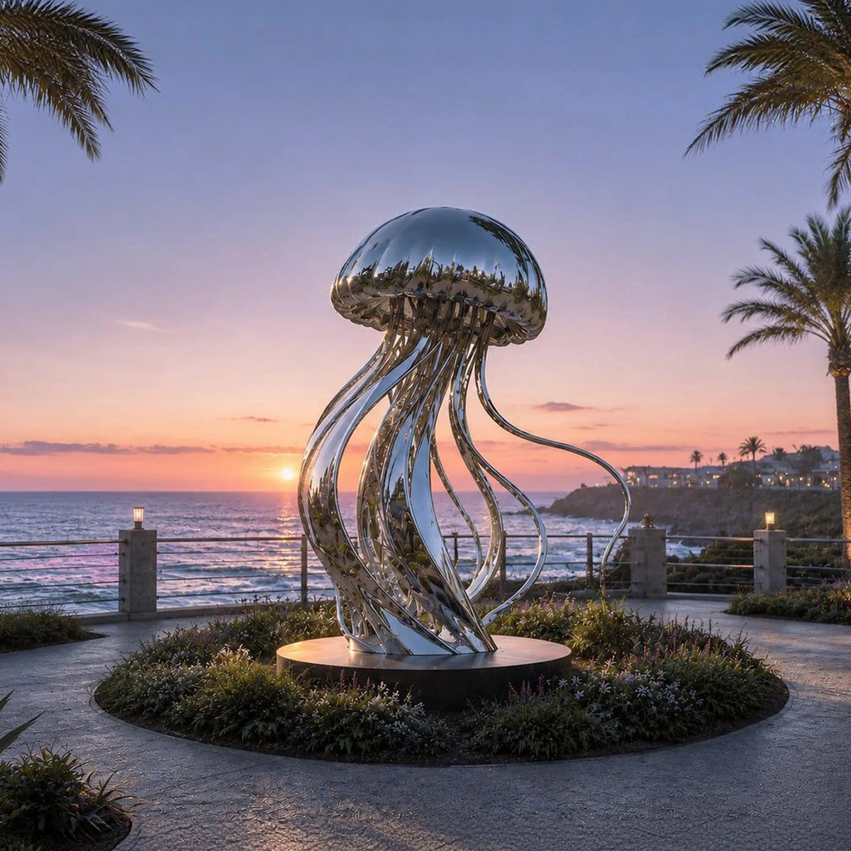 PREMIER Stainless Steel Jellyfish Statue for Seaside Backyard, Pool Patio, Ocean Estate or Coastal Park PSSS-300