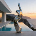 PREMIER Stainless Steel Modern Sculpture with Smooth Curves for Pools, Gardens and Luxury Outdoor Living Spaces PSSS-194