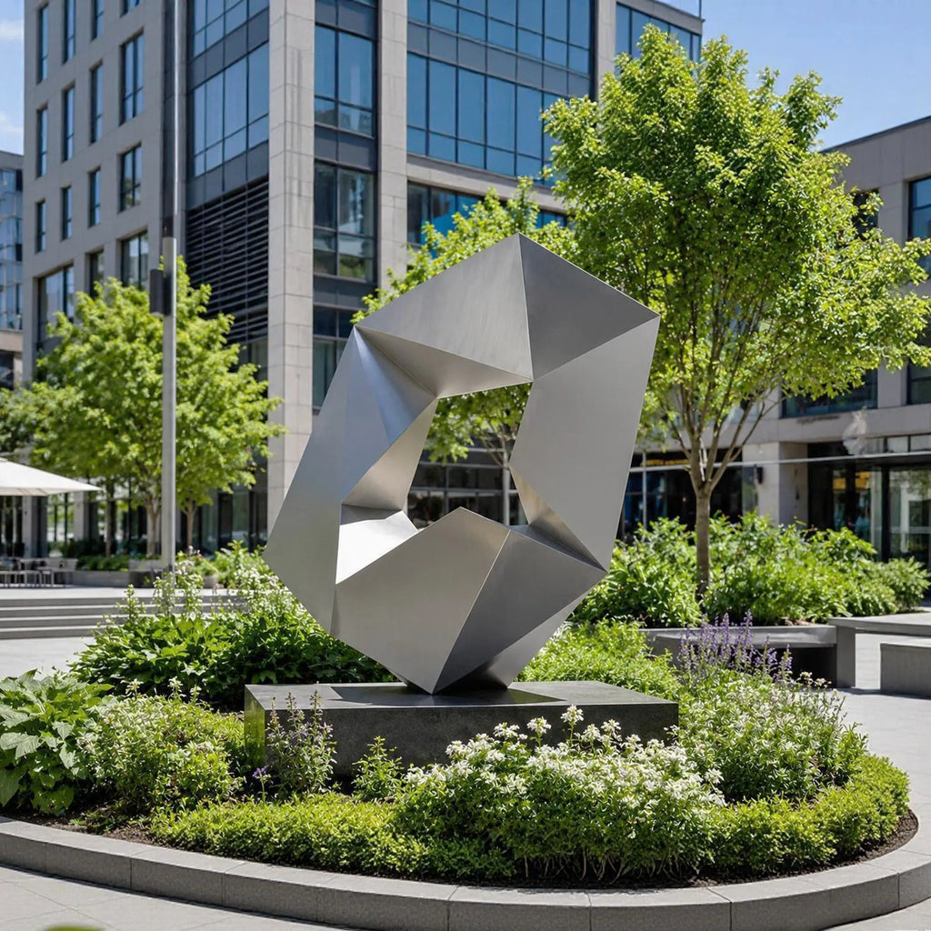 PREMIER Stainless Steel Polyhedron Sculpture with a Hollow for Public Plaza, Residential Garden or City Sidewalk PSSS-289
