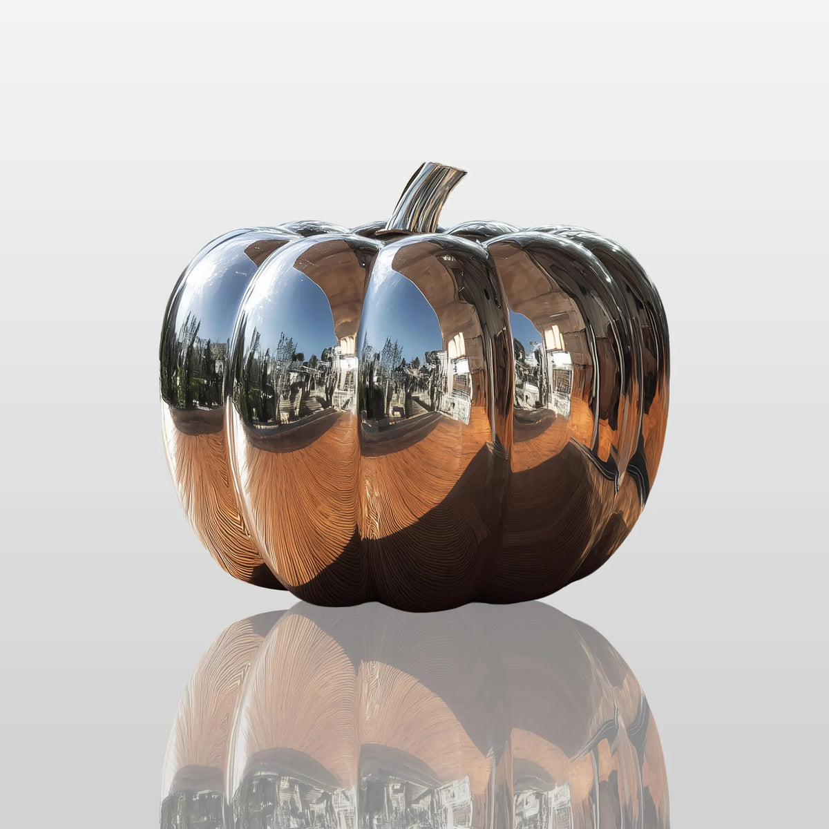 PREMIER Stainless Steel Pumpkin Sculpture with Modern Minimalist Design for Modern Homes, Offices, and Garden Spaces PSSS-204