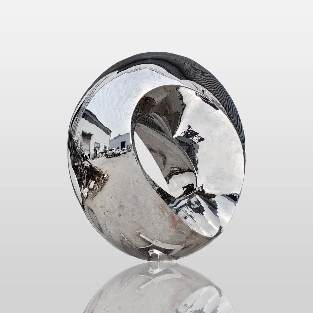 PREMIER Stainless Steel Ring Sculpture with Mirror Polished Finish for Coastal Gardens and Outdoor Spaces PSSS-191