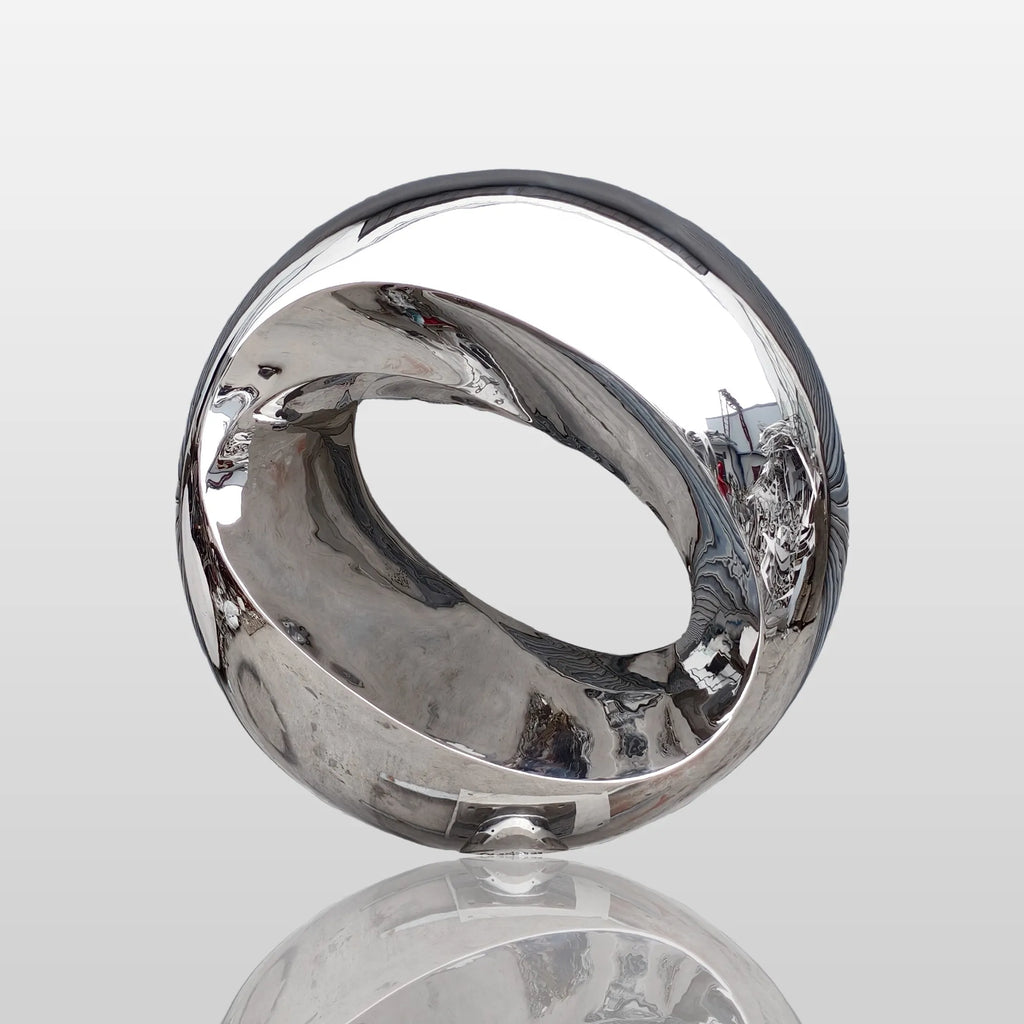 PREMIER Stainless Steel Ring Sculpture with Mirror Polished Finish for Coastal Gardens and Outdoor Spaces PSSS-191