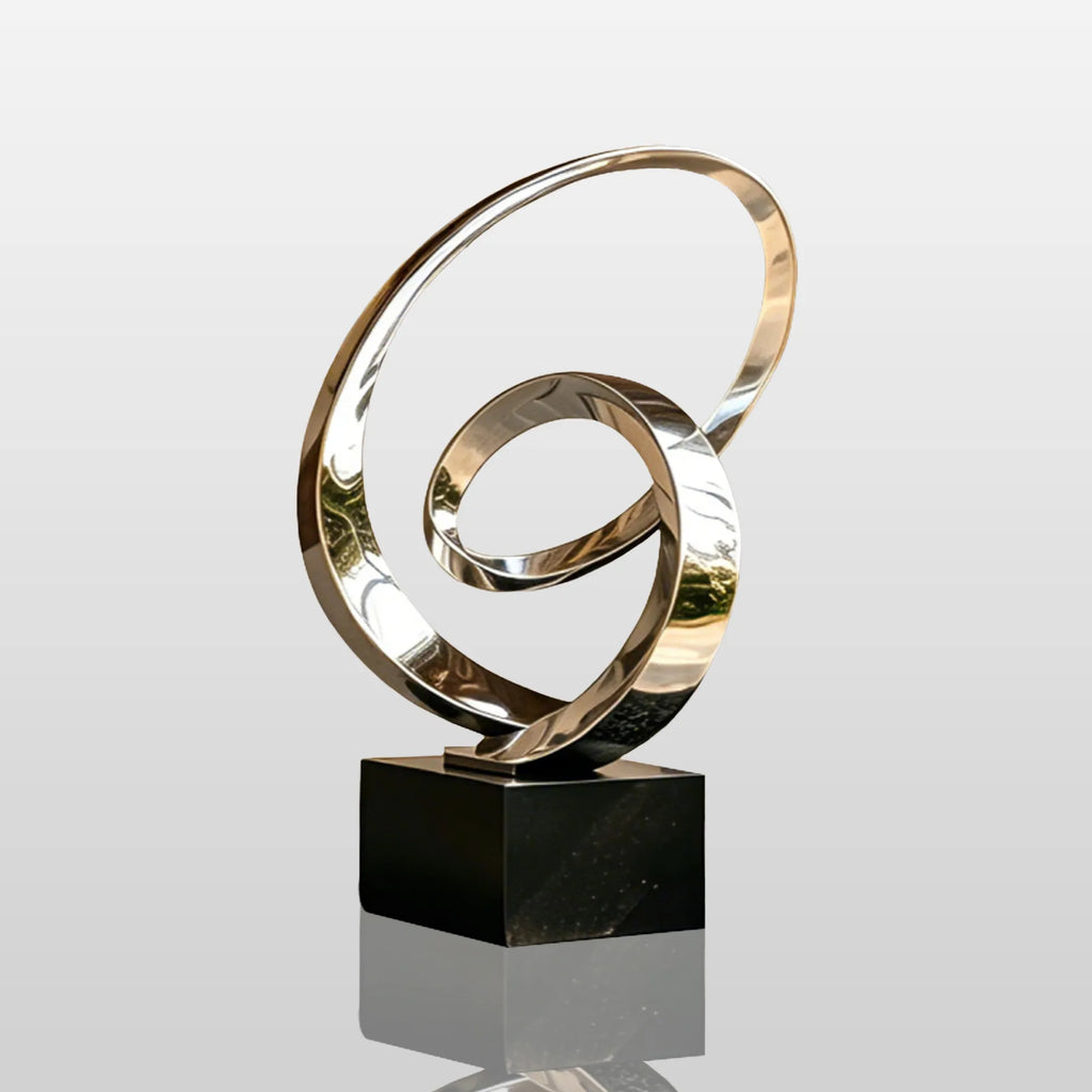 PREMIER Stainless Steel Sculpture with Abstract Ring Design for Front Entry, Patio or Garden Bed PSSS-306