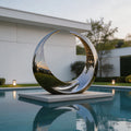 PREMIER Stainless Steel Sculpture with Crescent Moon Design for Pool Deck, Front Lawn or Town Square PSSS-304