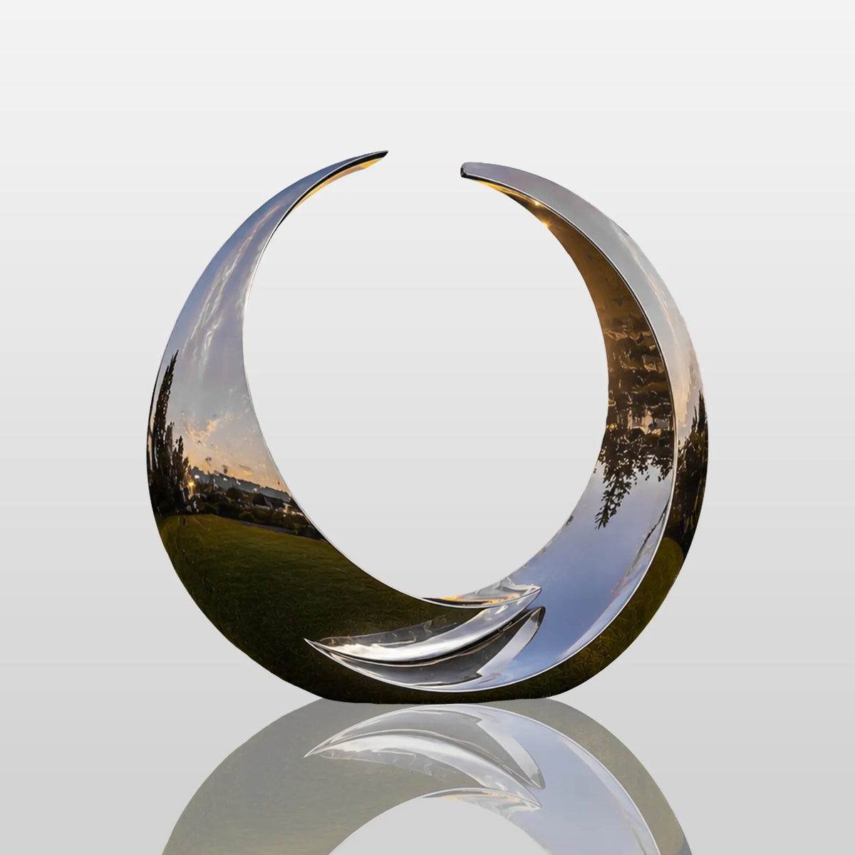 PREMIER Stainless Steel Sculpture with Crescent Moon Design for Pool Deck, Front Lawn or Town Square PSSS-304