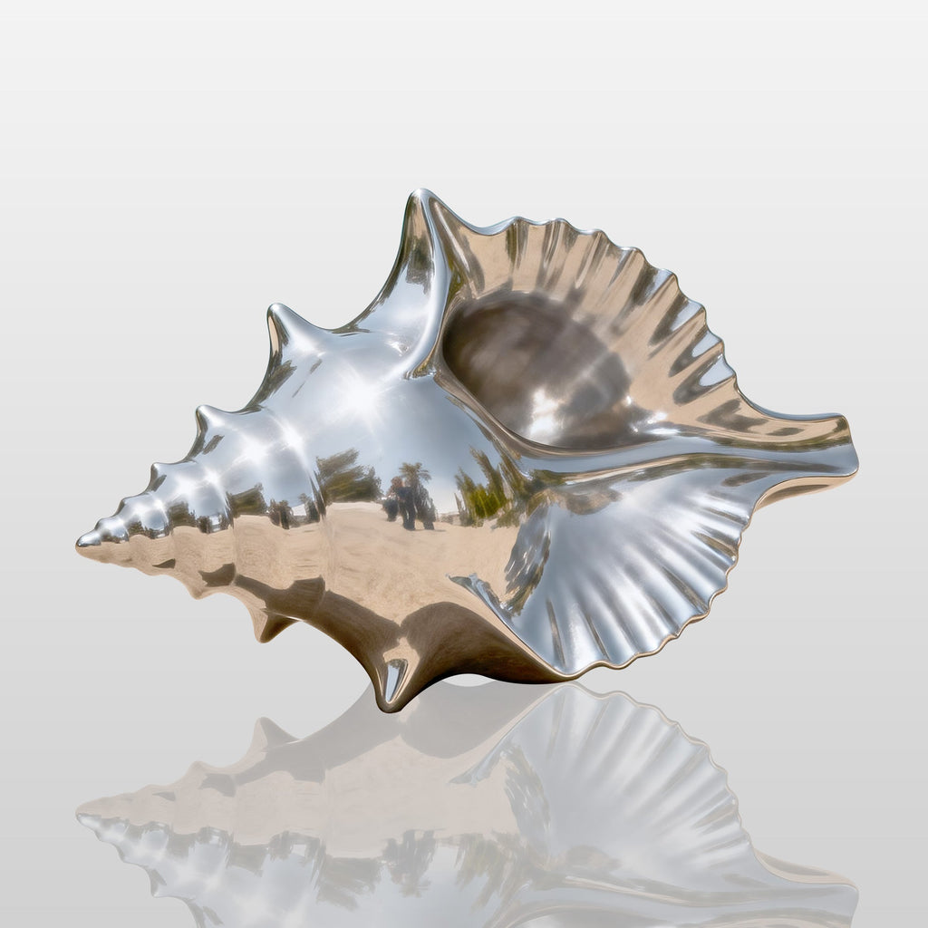 PREMIER Stainless Steel Seashell Sculpture with Mirror Polished Design for Poolside and Garden Decor PSSS-197