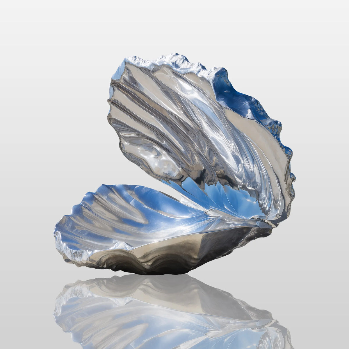 PREMIER Stainless Steel Shell Sculpture with Flowing Curves for Coastal Outdoor Spaces PSSS-203