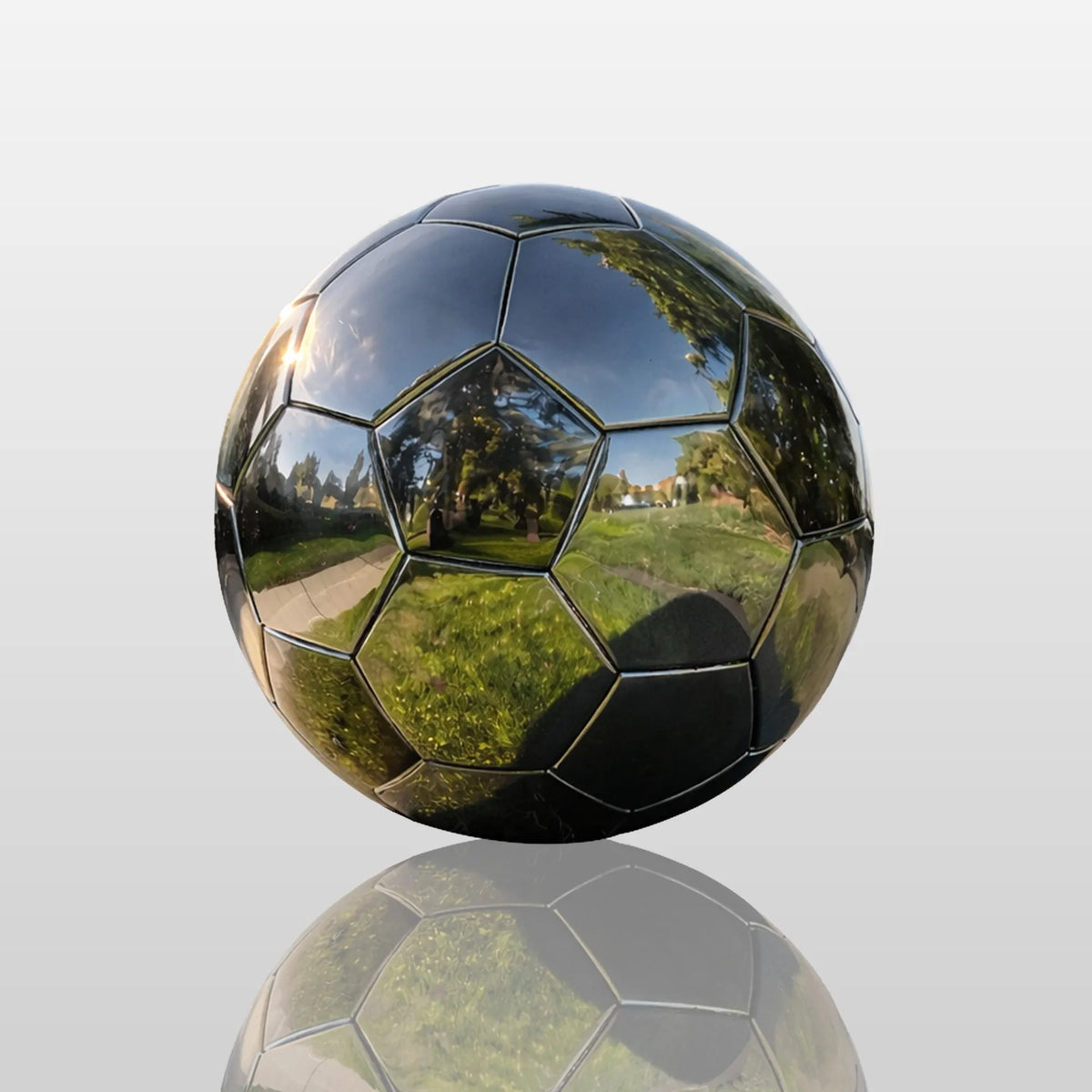 PREMIER Stainless Steel Soccer Sculpture Features a Traditional Geometric Design for Outdoor Settings and Sports Venues PSSS-211