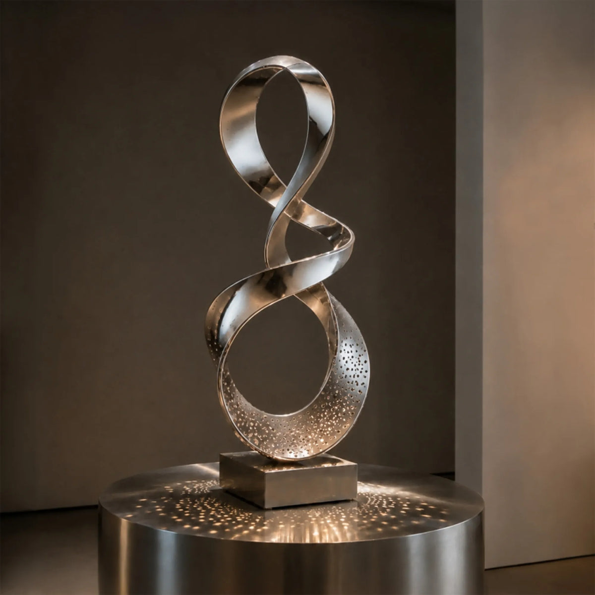 PREMIER Stainless Steel Table Top Sculpture with Abstract Ribbon Design for Showroom, Console Table or Office PSSS-313