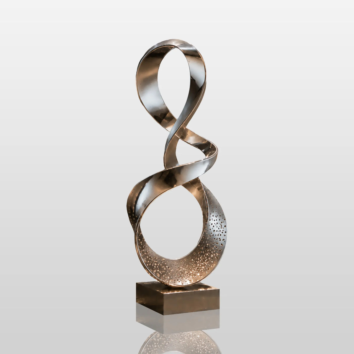 PREMIER Stainless Steel Table Top Sculpture with Abstract Ribbon Design for Showroom, Console Table or Office PSSS-313