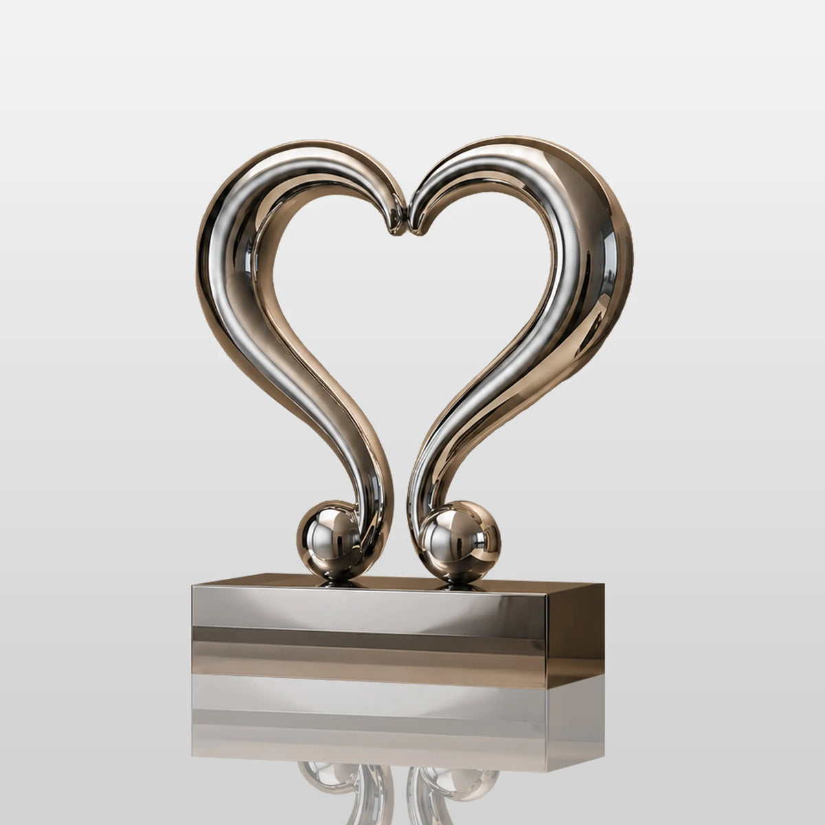 PREMIER Stainless Steel Table Top Sculpture with Heart Design for Display Shelf, Nightstand or Office Desk PSSS-308