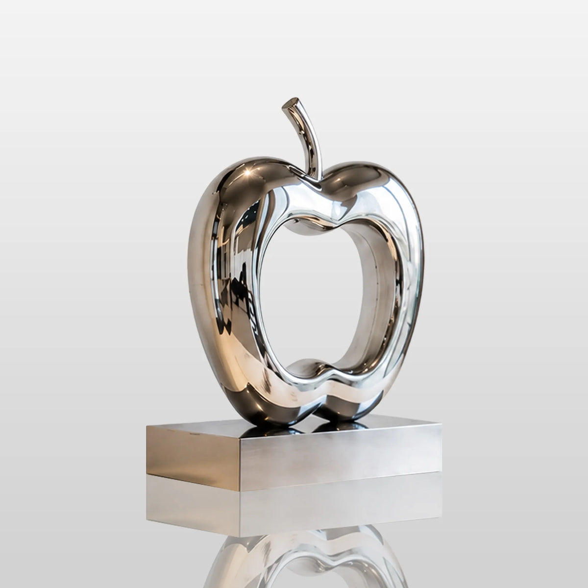 PREMIER Stainless Steel Table Top Sculpture with Hollow Apple Design for Living Room or Home Office PSSS-317