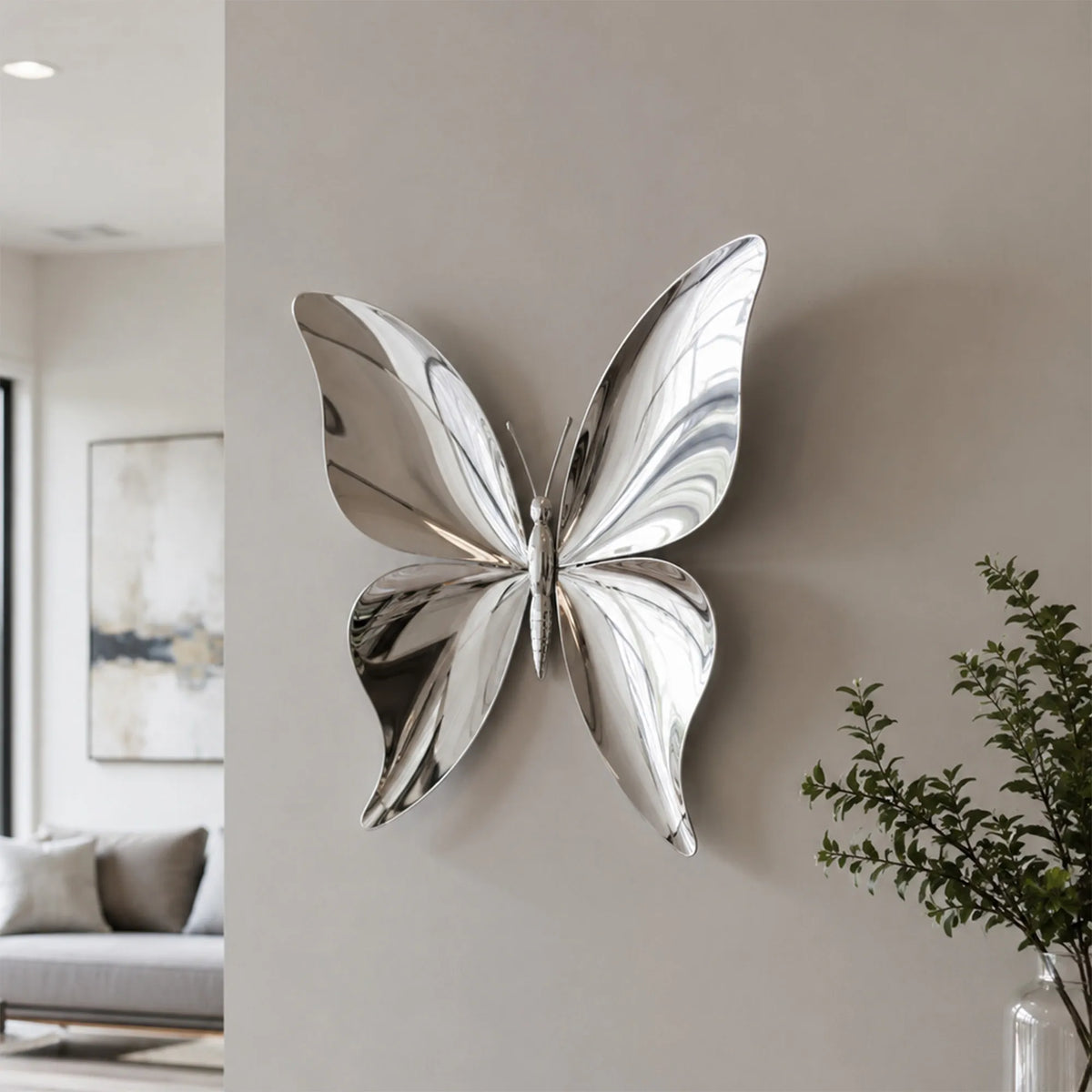PREMIER Stainless Steel Wall Sculpture with Butterfly Design for Living Room, Entryway or Hotel Lobby PSSS-325