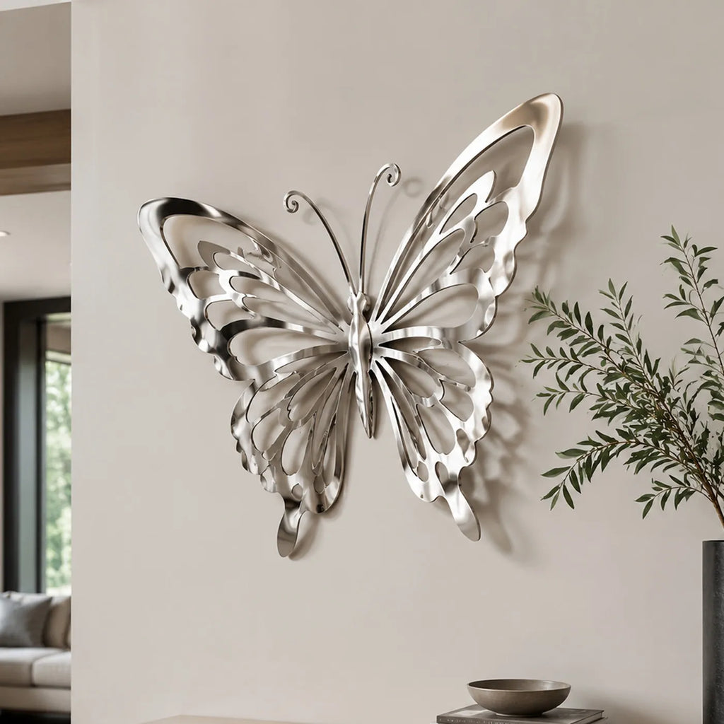 PREMIER Stainless Steel Wall Sculpture with Hollow Butterfly Design for Living Room, Entryway or Hotel Lobby PSSS-335