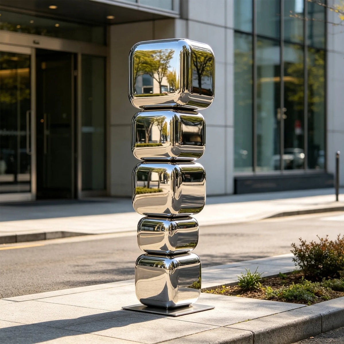 PREMIER Stainless Steel sculpture with Stacked Cube Design for Walkway, Office Entrance or Hotel PSSS-319