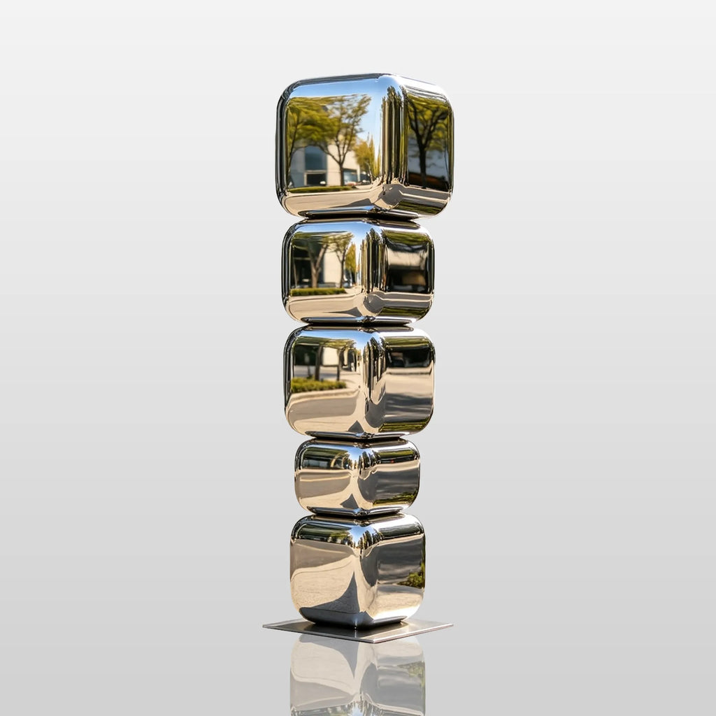 PREMIER Stainless Steel sculpture with Stacked Cube Design for Walkway, Office Entrance or Hotel PSSS-319