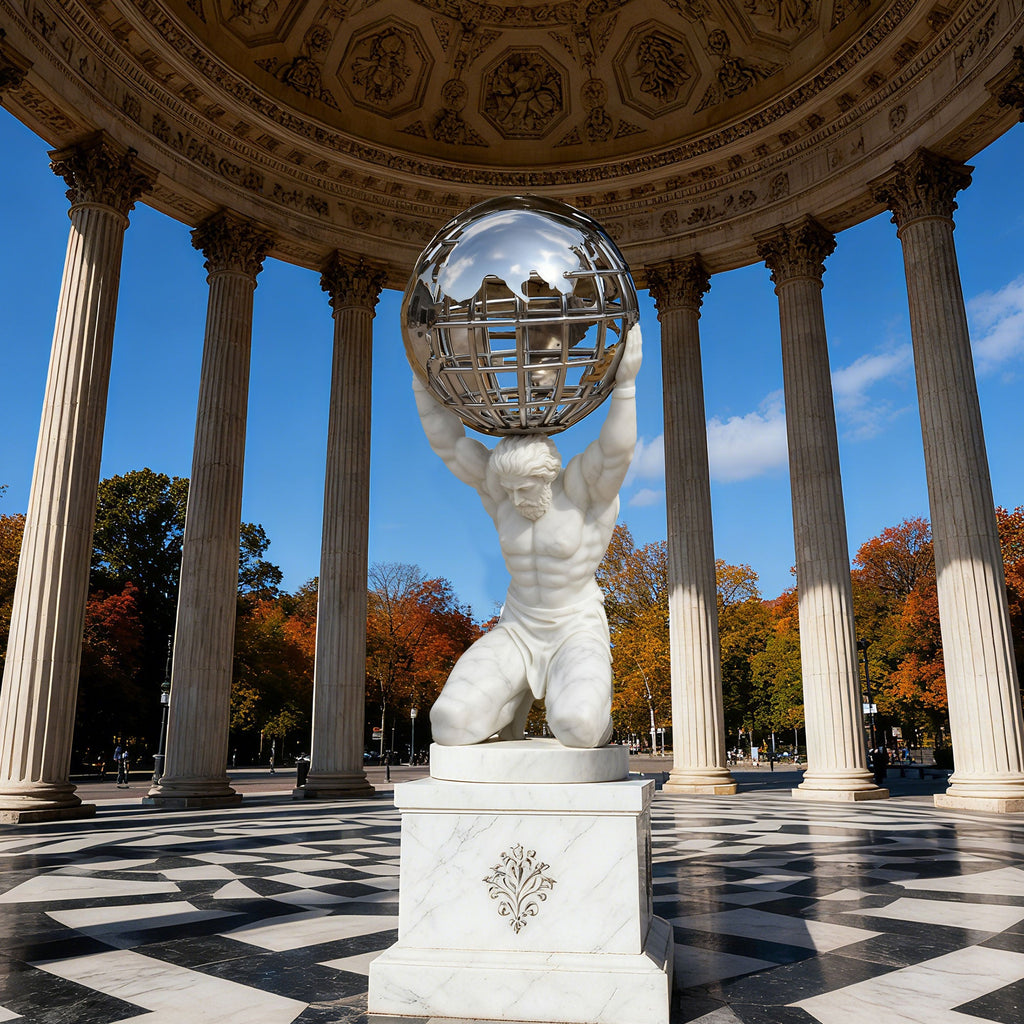 PREMIER Strong Atlas Marble Sculpture with Lifelike Design Perfect for Outdoor Gardens, Plazas or Beside the Fountain PSM-097
