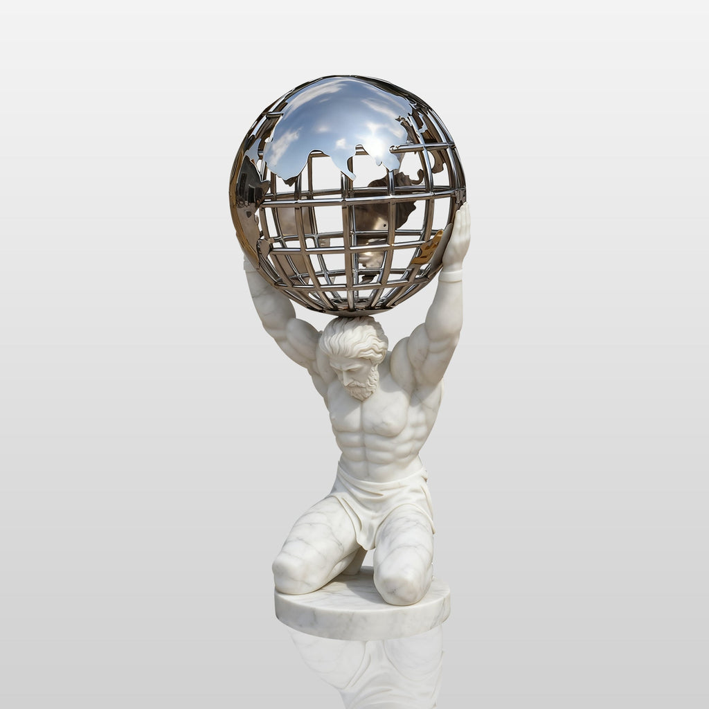 PREMIER Strong Atlas Marble Sculpture with Lifelike Design Perfect for Outdoor Gardens, Plazas or Beside the Fountain PSM-097