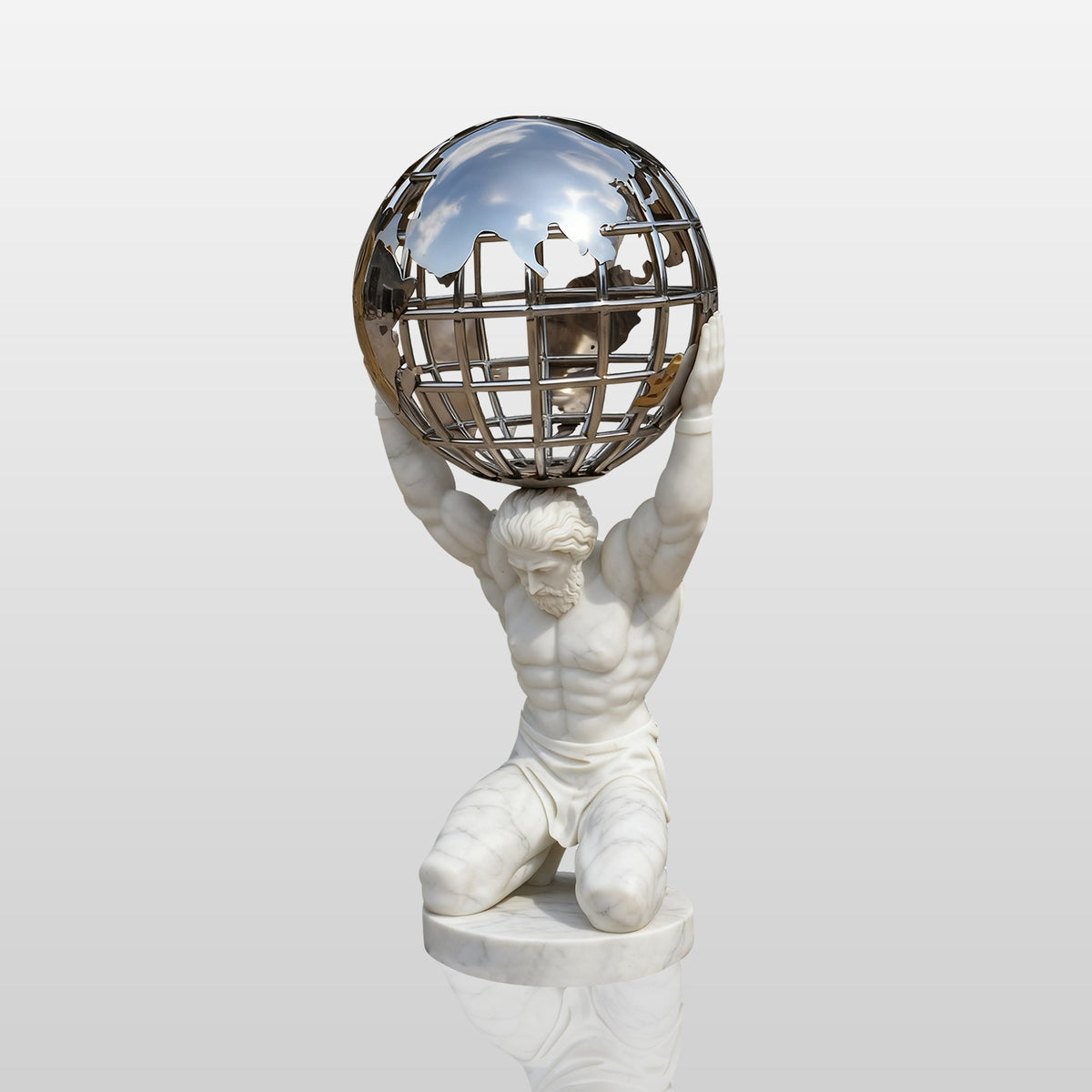 PREMIER Strong Atlas Marble Sculpture with Lifelike Design Perfect for Outdoor Gardens, Plazas or Beside the Fountain PSM-097