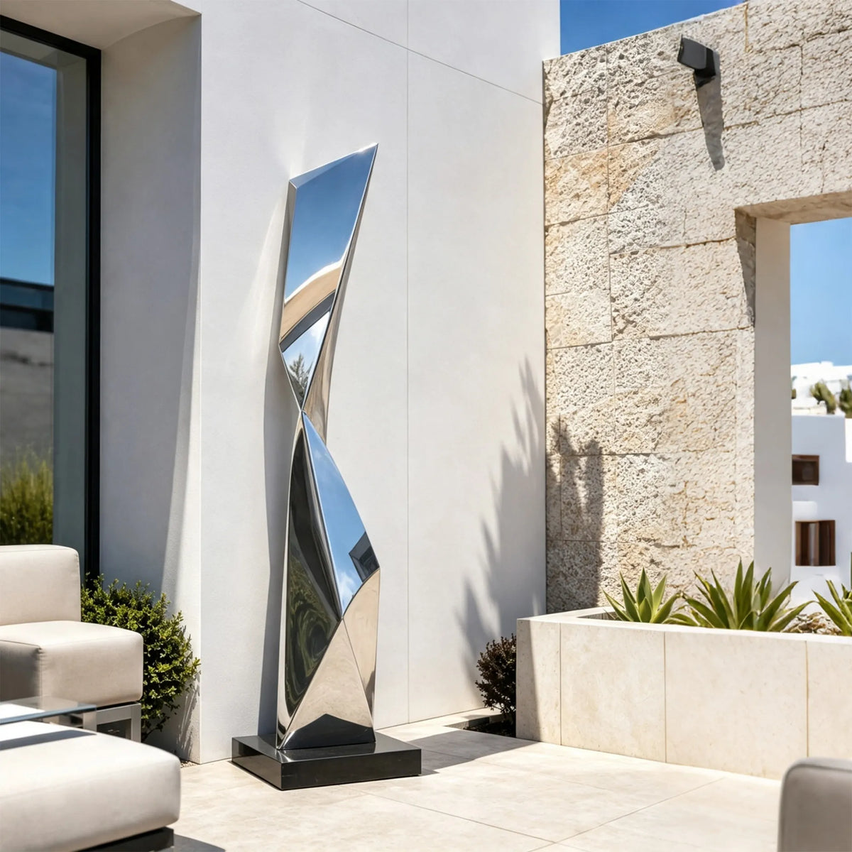 PREMIER Tall Stainless Steel Sculpture for Courtyard, Hotel or Home Garden PSSS-331