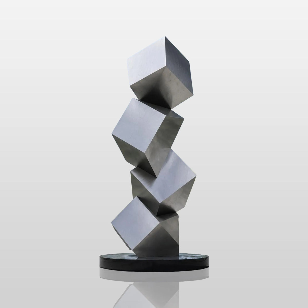 PREMIER Twisted Cube Sculpture in Brushed Stainless Steel for Corporate Plazas, Building Entrances or Luxury Exteriors PSSS-275