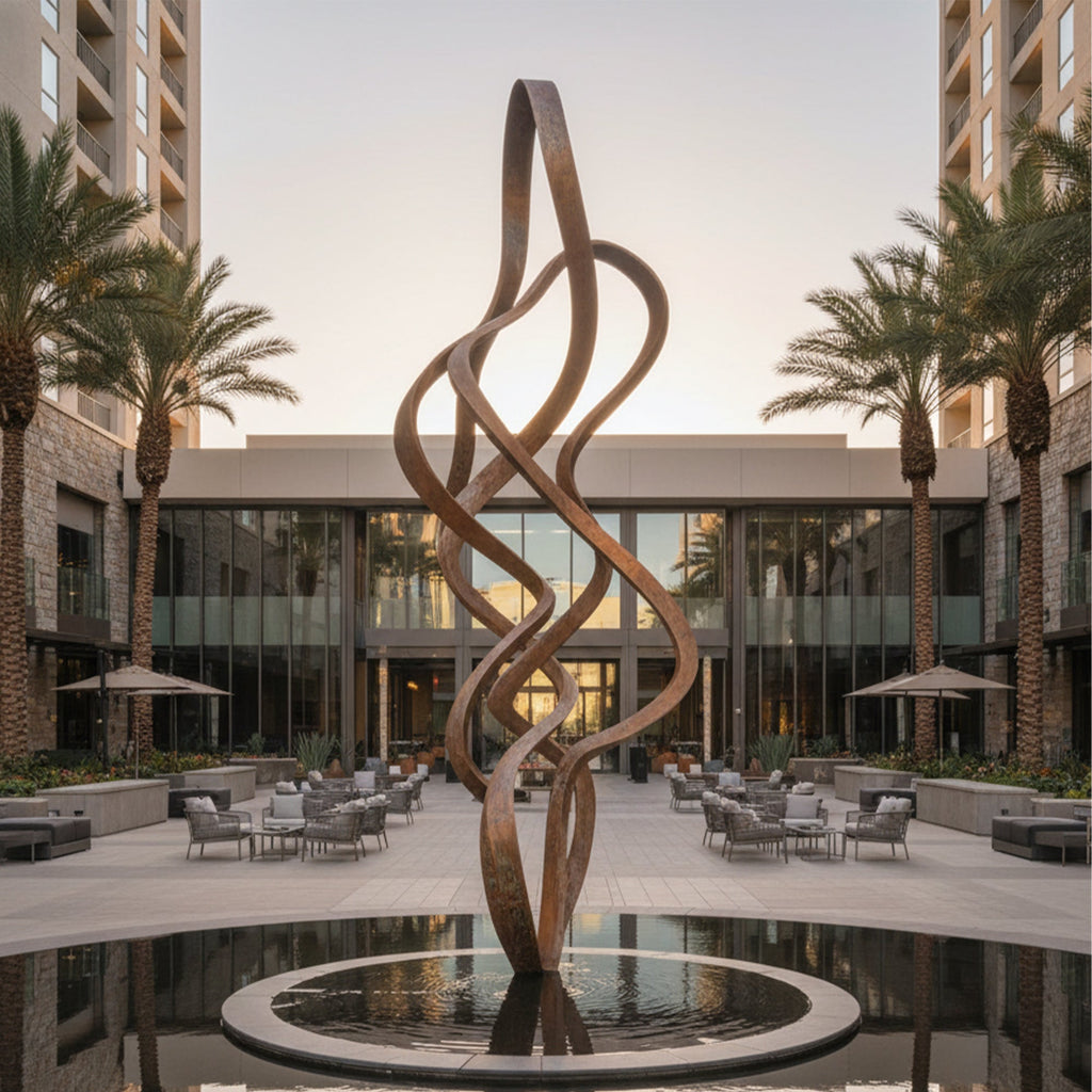 PREMIER Twisting Bronze Sculpture with Abstract Expressionism Design Ideal for Modern Gardens, Art Parks and Hotel Entrances PSB-149