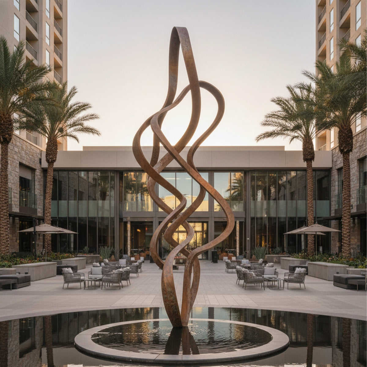 PREMIER Twisting Bronze Sculpture with Abstract Expressionism Design Ideal for Modern Gardens, Art Parks and Hotel Entrances PSB-149