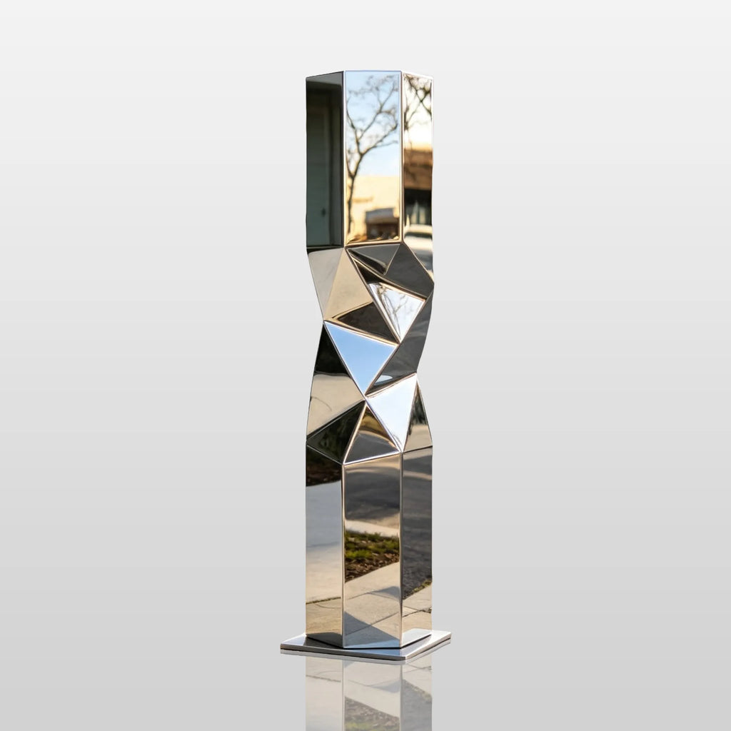 PREMIER Vertical Geometric Sculpture in Stainless Steel for Front Yard, Walkway or City Park PSSS-332