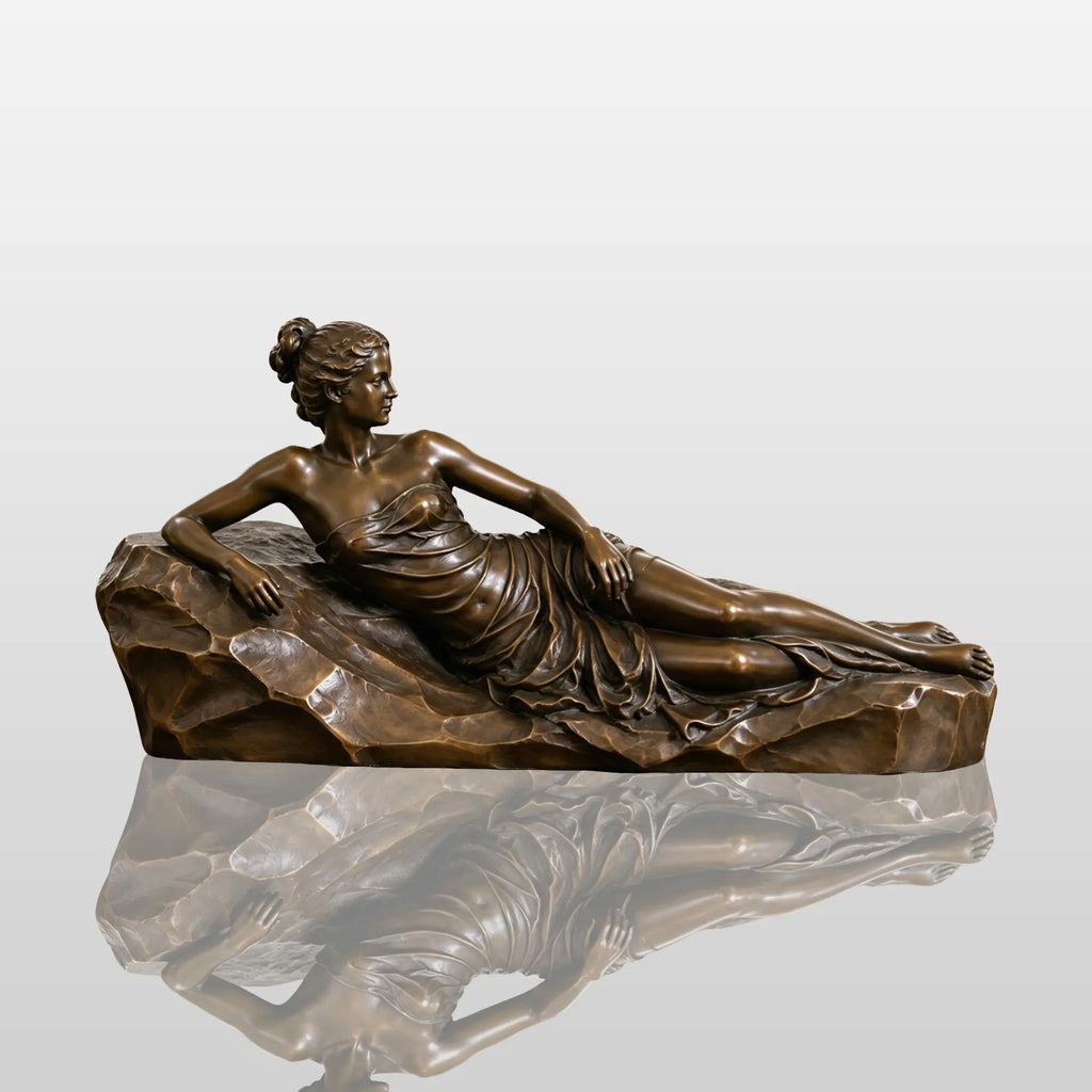 PREMIER Vintage Bronze Table Top Sculpture with Reclining Woman Design for Living Room, Office or Hotel PSB-237