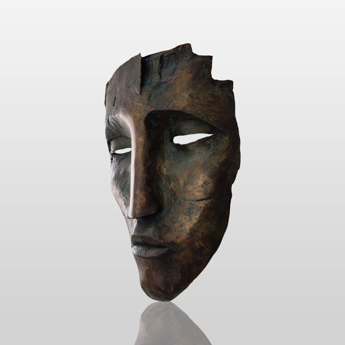 PREMIER Wall Mask Bronze Sculpture with Cracked Human Face Design for Living Rooms, Art Galleries and Other Interiors PSB-153