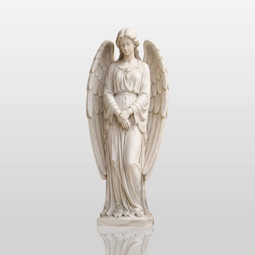 PREMIER White Marble Angel Statue for Entry Hall, Grand Foyer, Hotel Lobby or Church PSM-173