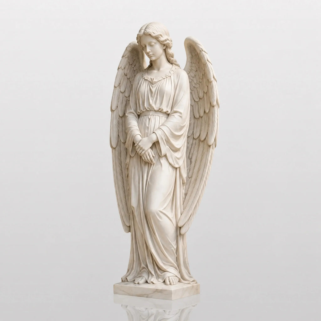 PREMIER White Marble Angel Statue for Entry Hall, Grand Foyer, Hotel Lobby or Church PSM-173